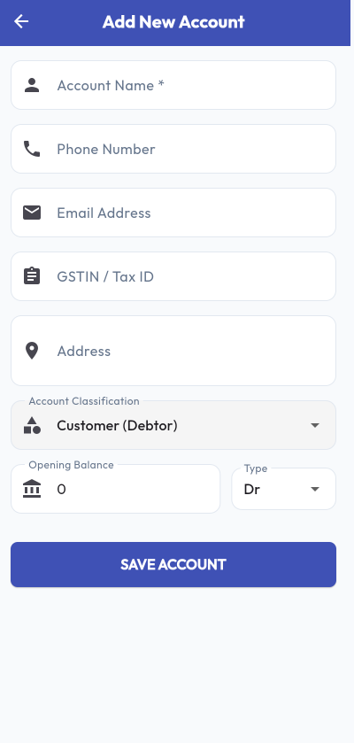 Add Customer Screen