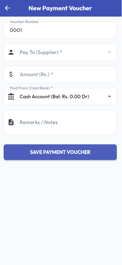 New Payment Screen