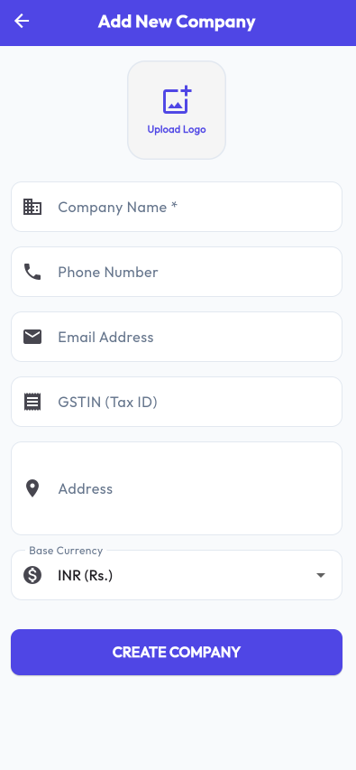 Add Company Screen