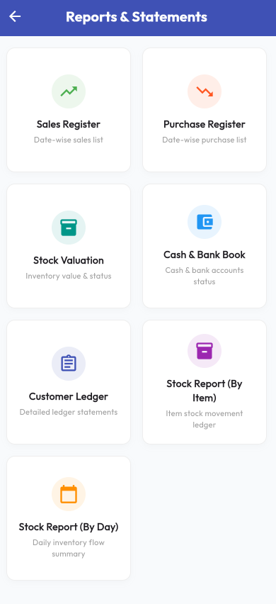 Reports Screen